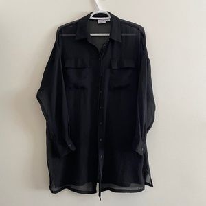 Sheer Oversized Button Up